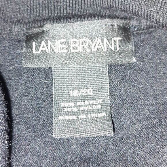 Lane Bryant black v neck ribbed wide band waist short sleeve sweater Sz 18/20 - Picture 5 of 5